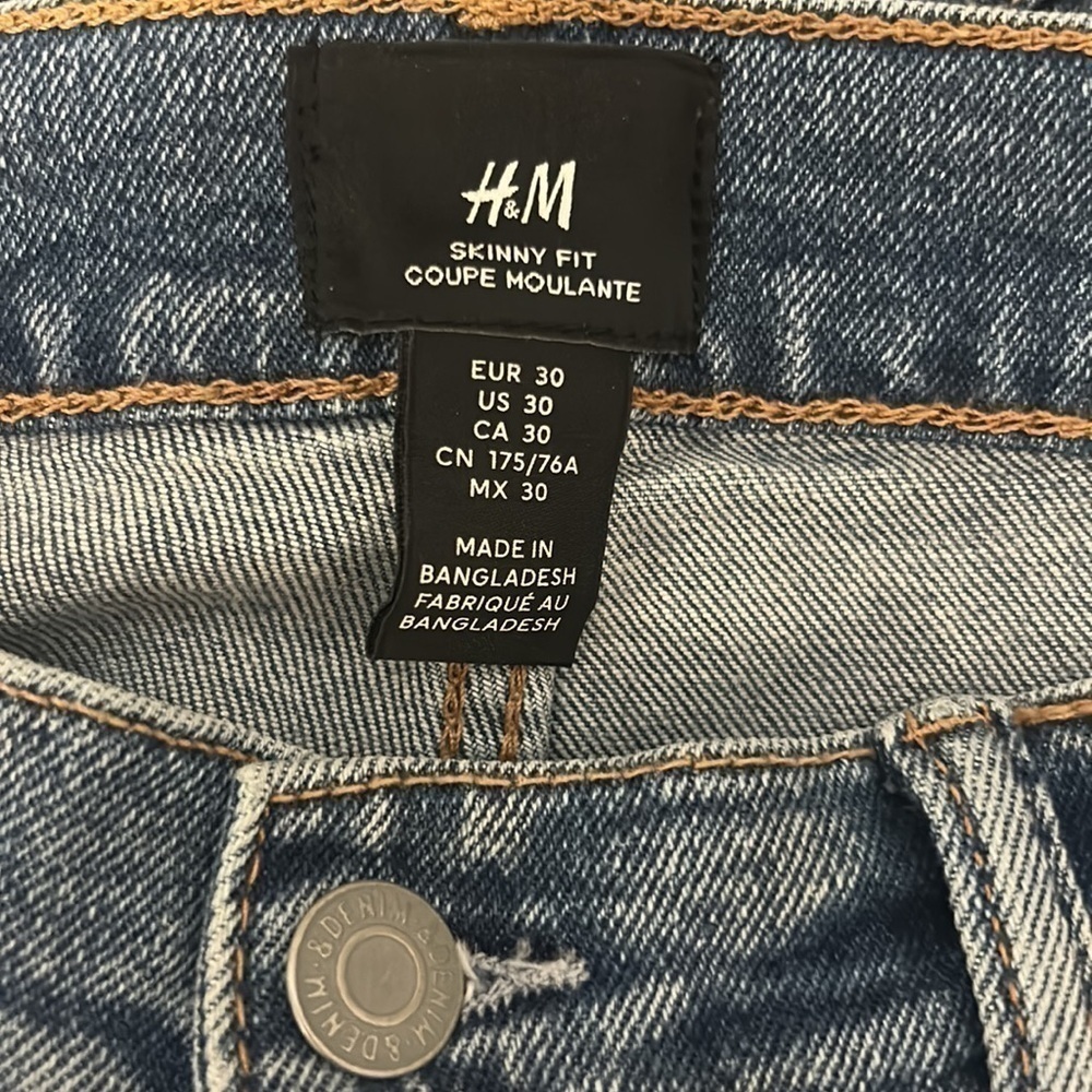 H&M Skinny Fit High Rise Rigid Denim Jean Medium Blue Women's Size 30 - Picture 5 of 6
